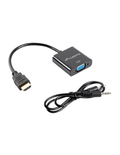 NOWY ADAPTER PRZEJŚCIÓWKA LANBERG HDMI NA VGA Z 2xMINI JACK NA KABLU