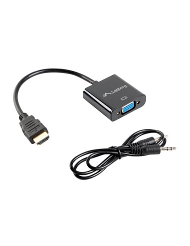 NOWY ADAPTER PRZEJŚCIÓWKA LANBERG HDMI NA VGA Z 2xMINI JACK NA KABLU