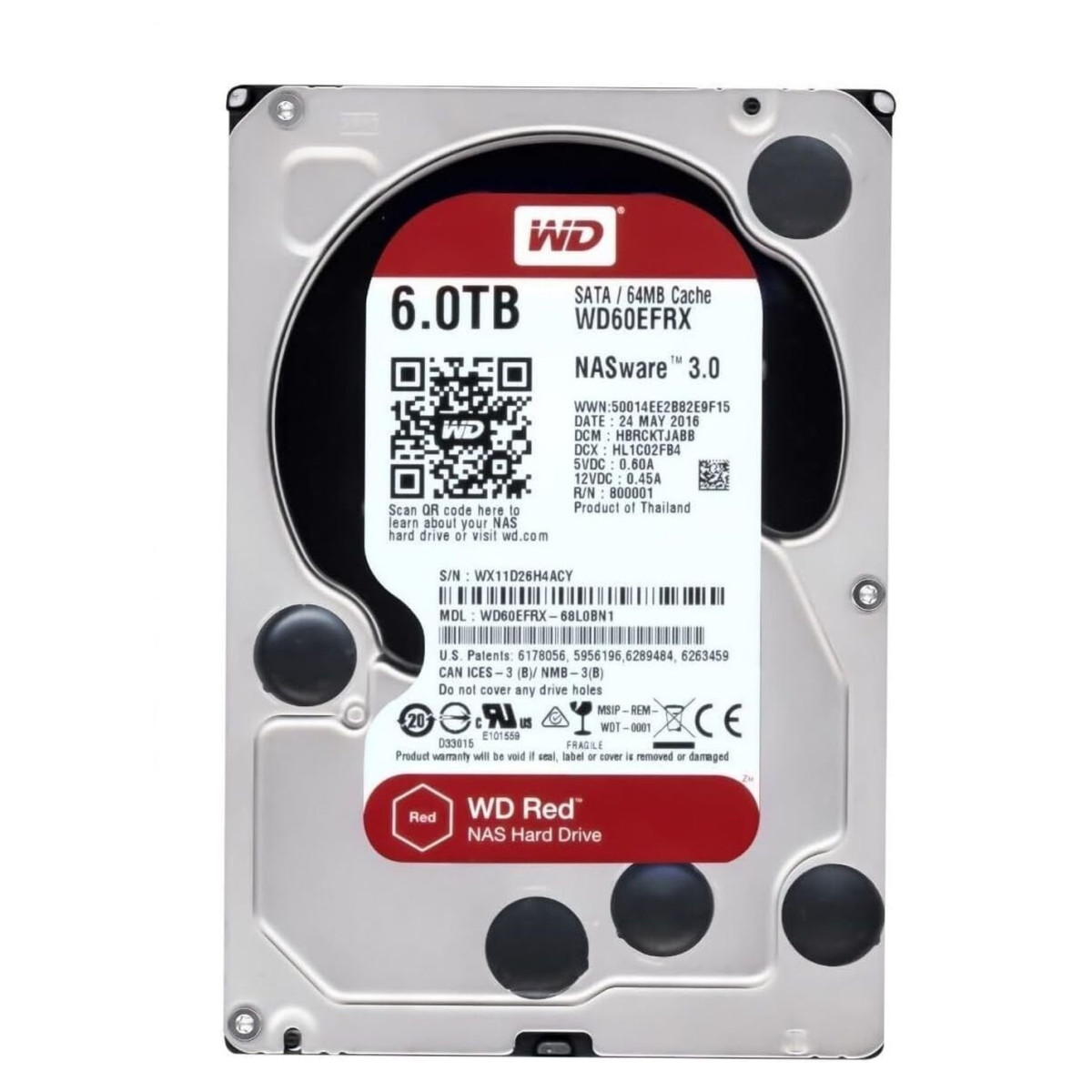 DYSK WD RED 6TB SATA 6G 5.4K 64MB CACHE 3,5 WD60EFRX-68L0BN1
