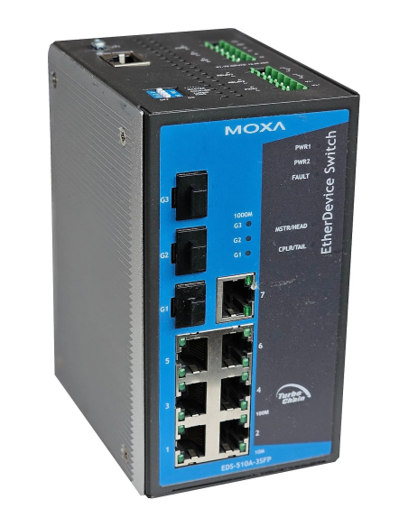PRZEMYSŁOWY SWITCH MOXA EDS-510A-3SFP REV. 1.3 7x100Mbps 3xSFP 1GB VLAN