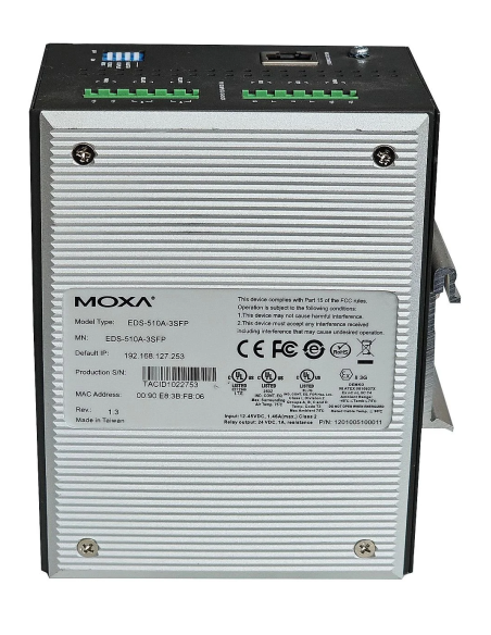 PRZEMYSŁOWY SWITCH MOXA EDS-510A-3SFP REV. 1.3 7x100Mbps 3xSFP 1GB VLAN