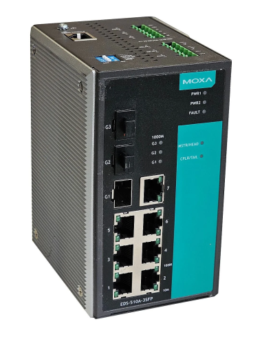 PRZEMYSŁOWY SWITCH MOXA EDS-510A-3SFP REV. 1.3.2 7x100Mbps 3xSFP 1GB VLAN