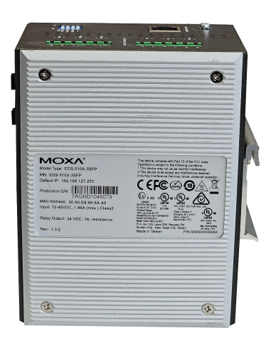 PRZEMYSŁOWY SWITCH MOXA EDS-510A-3SFP REV. 1.3.2 7x100Mbps 3xSFP 1GB VLAN