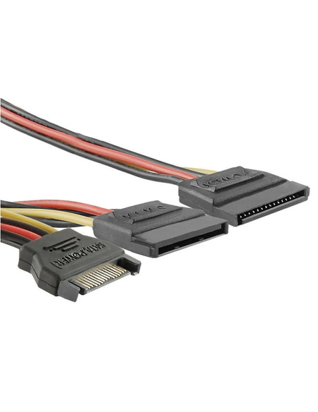 NOWY KABEL ZASILAJĄCY QOLTEC 2xSATA 15PIN ŻEŃSKI NA 1xSATA 15PIN MĘSKI 50CM