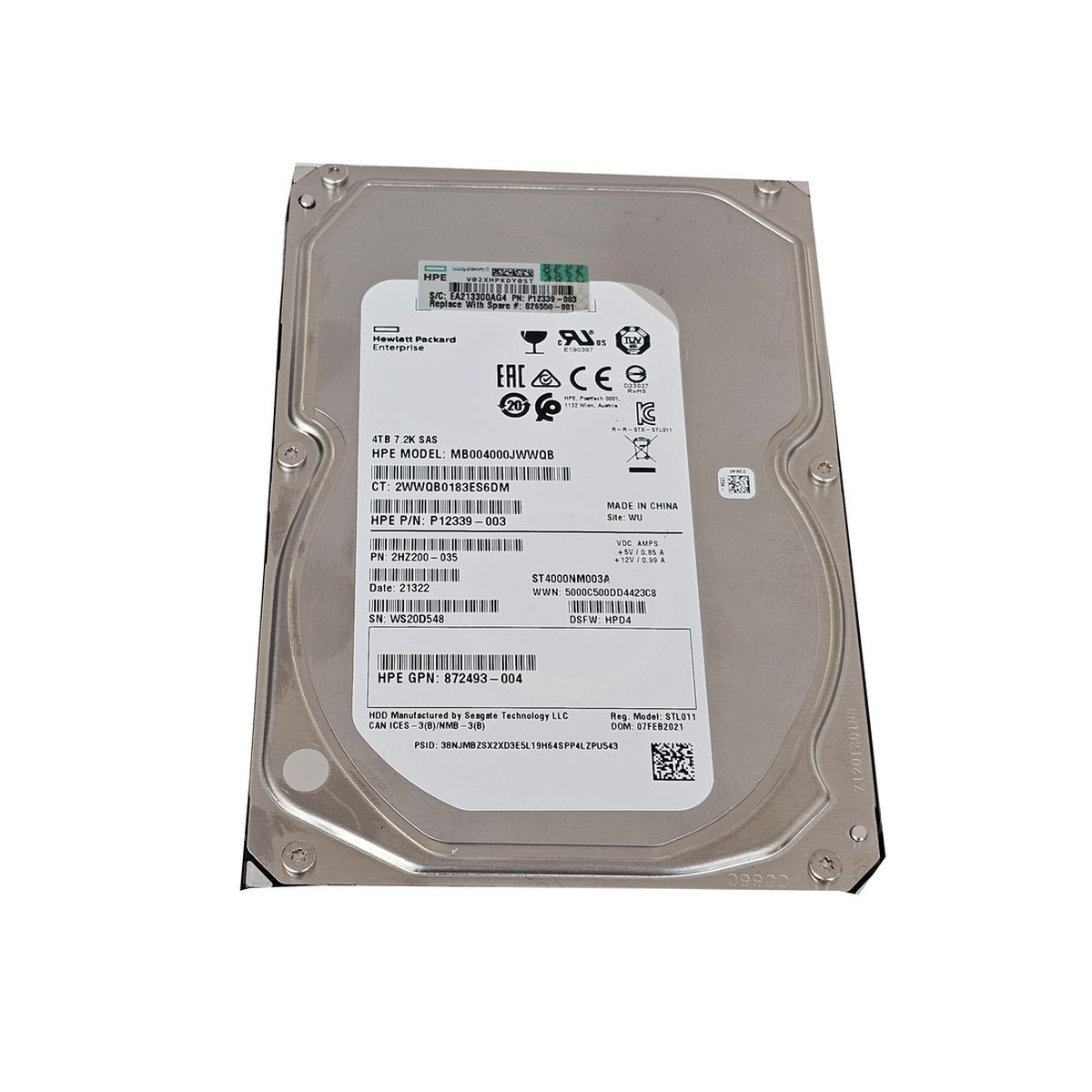 HP 4TB SAS ST4000NM003A 12G 7.2K 3,5 P12339-003 HP 4TB SAS ST4000NM003A 12G 7.2K 3,5 P12339-003