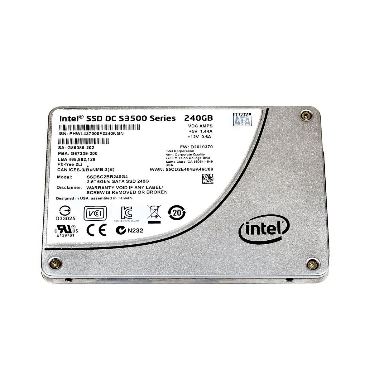 INTEL 240GB SSD SATA DC S3500 6G 2,5 SSDSC2BB240G4