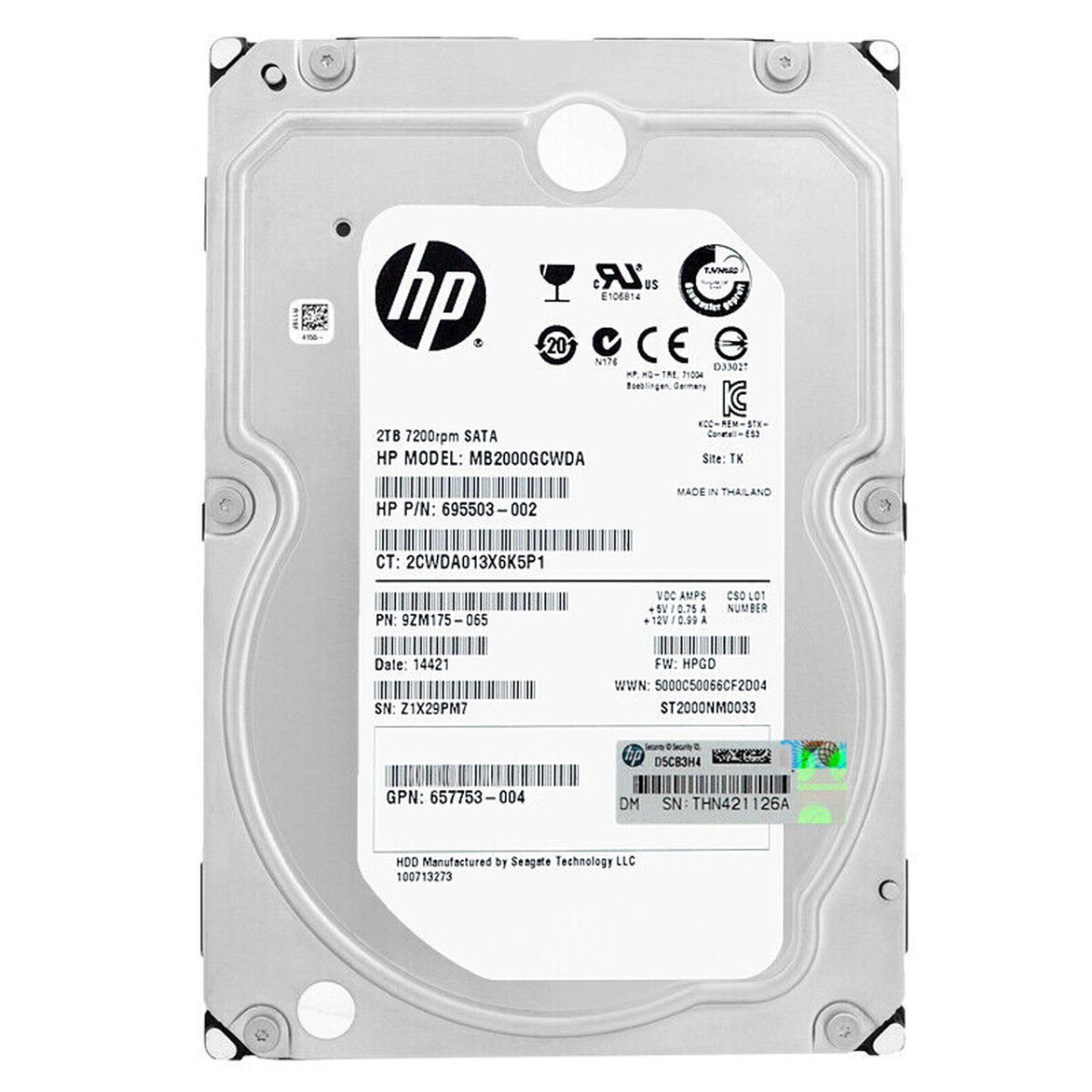DYSK HP SEAGATE 2TB SATA III 6G 7.2K 3,5 ST2000NM0033 9ZM175-065 695503-002