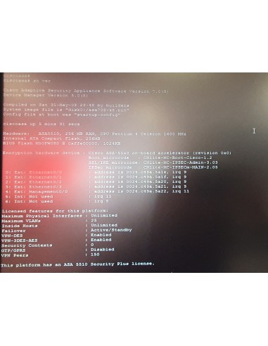 FIREWALL CISCO ASA 5510 SECURITY PLUS LICENSE