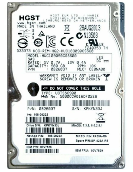 HGST NETAPP IBM 900GB SAS 6G 10K 2,5 0B26037
