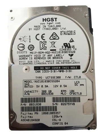 FUJITSU HGST 300GB SAS 10K 12G 2,5 A3C40184920