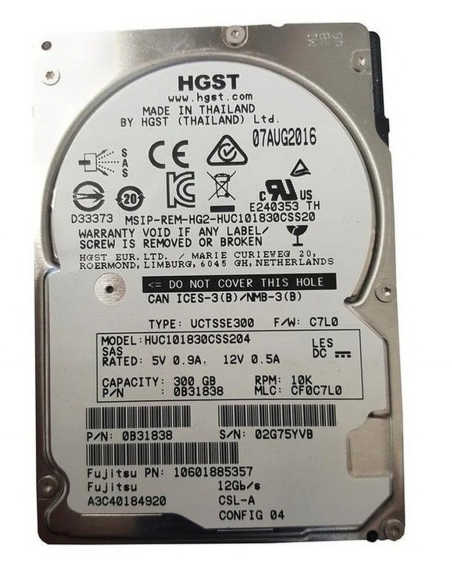 FUJITSU HGST 300GB SAS 10K 12G 2,5 A3C40184920