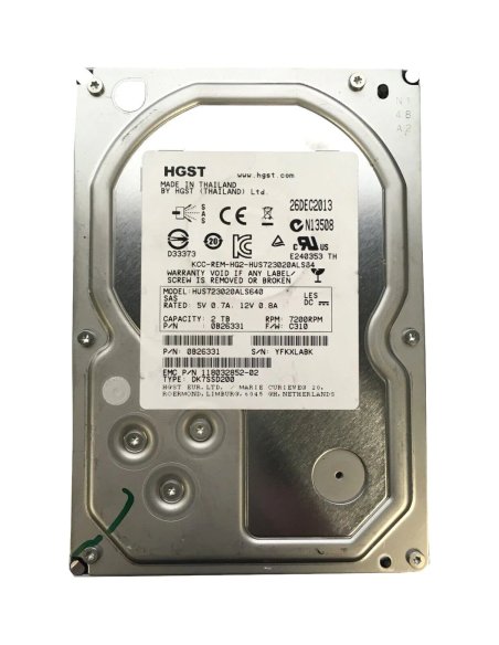EMC HGST 2TB SAS HUS723020ALS640 6G 7.2K 3,5