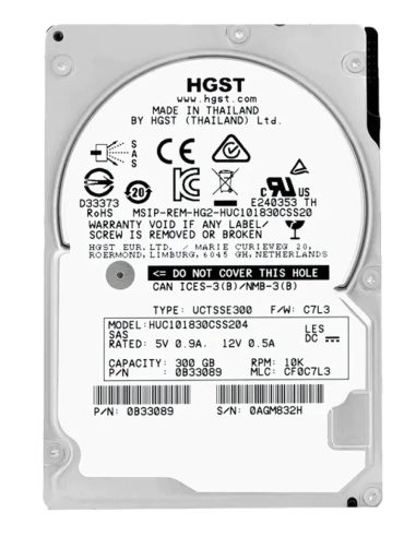 FUJITSU HGST 300GB SAS 10K 12G 2,5 A3C40196288