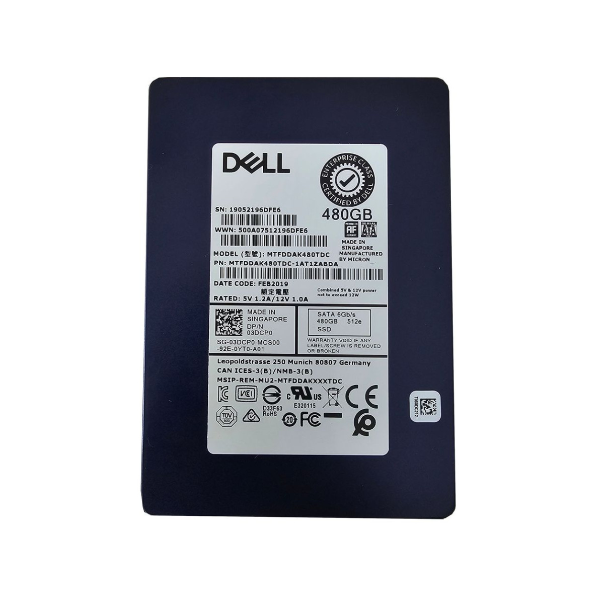 DYSK DELL MICRON 480GB SSD SATA 6G 2,5 TLC 03DCP0