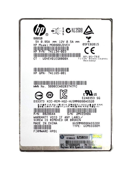 DYSK HP 800GB SSD SAS 12G 2,5 G8 G9 M00800JDVEV 741134-003 741166-001