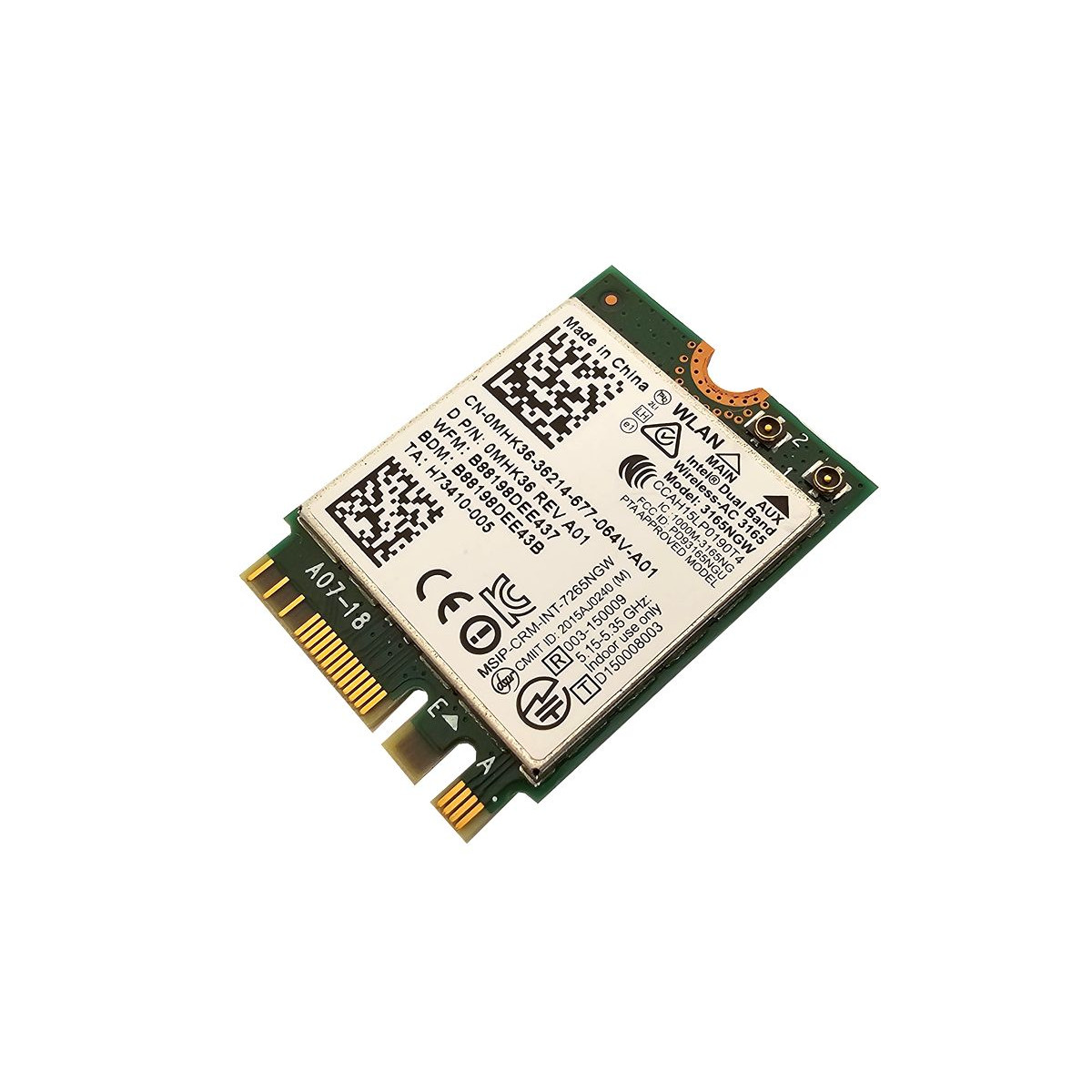 KARTA WiFi WLAN DELL INTEL 3165NGW 0MHK36 DUAL BAND WiFi 5 PCIe 0MHK36