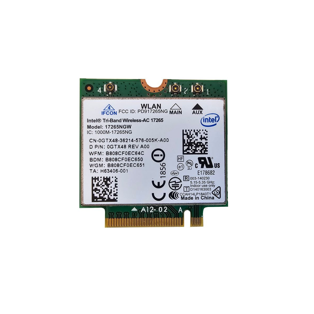 KARTA WiFi DELL INTEL 17265NGW WiFi 5 TRI BAND 0GTX48