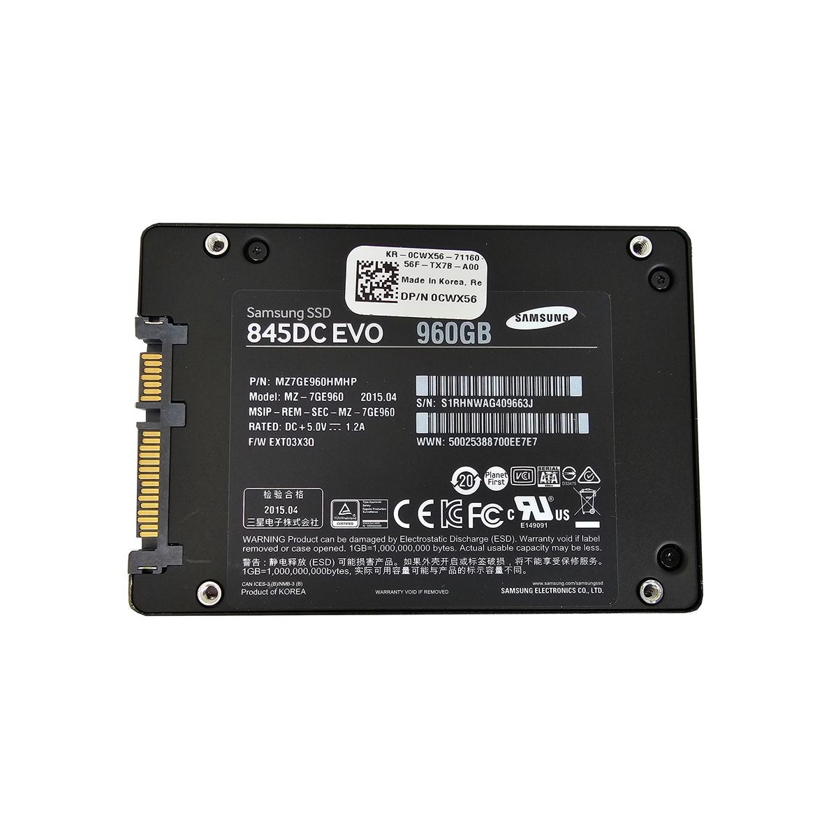 DYSK DELL SAMSUNG 845DC EVO 960GB SSD SATA 6G 2,5 TLC 0CWX56 MZ-7GE960