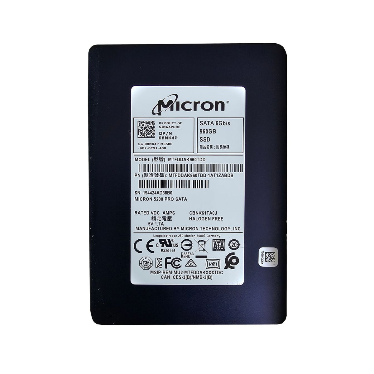 DYSK DELL MICRON 960GB SSD SATA 6G 2,5 TLC 08NK4P MTFDDAK960TDD