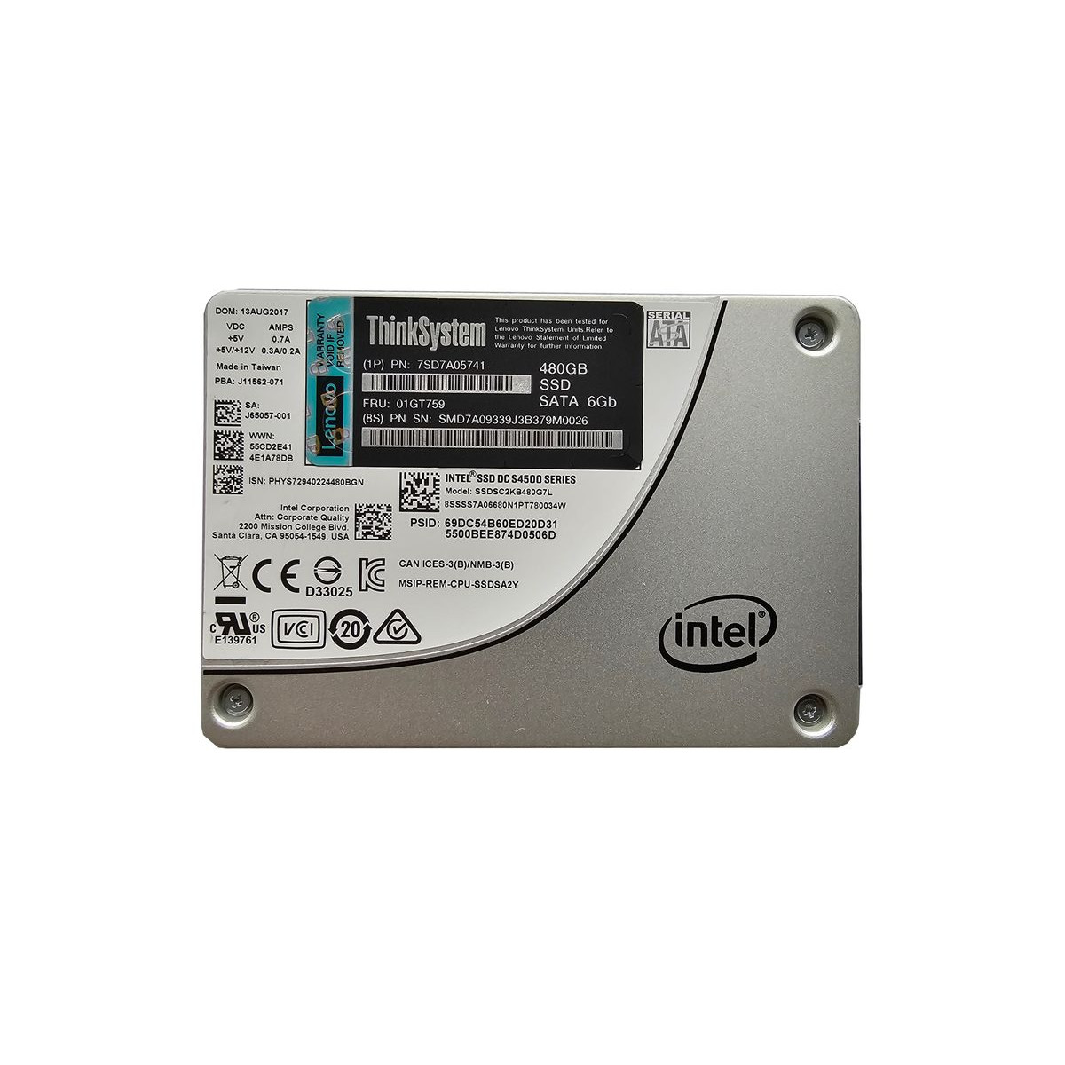 DYSK IBM INTEL 480GB SSD SATA 6G 2,5 01GT759 SSDSC2KB480G7L