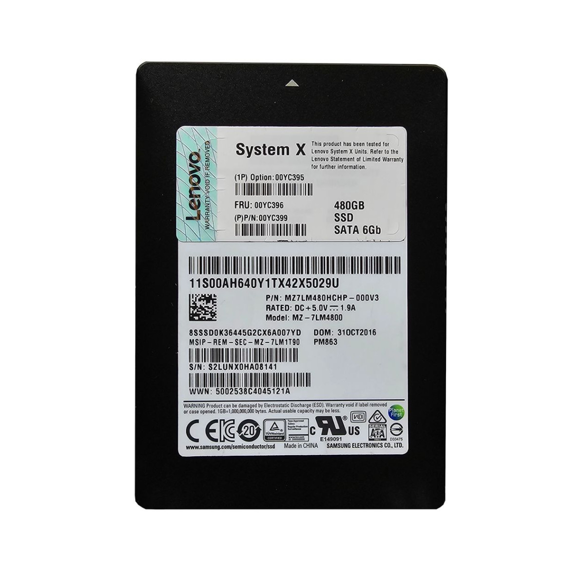 DYSK LENOVO SAMSUNG PM863 480GB SSD SATA 6G 2,5 00YC396 MZ-7LM4800