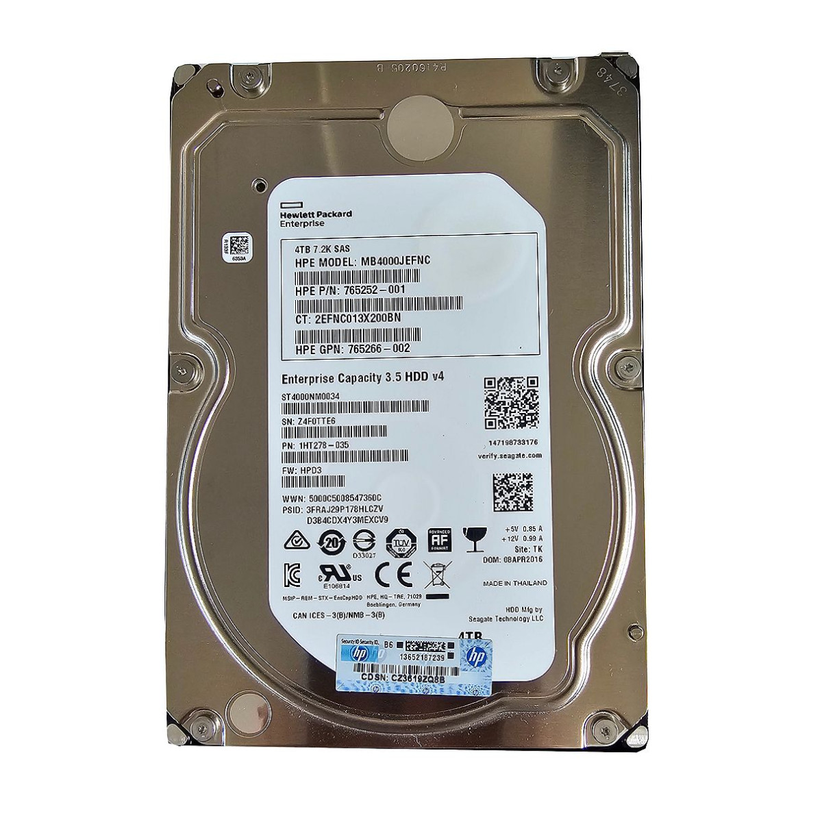 DYSK HP SEAGATE ENT v4 4TB SAS 7.2K 3,5 765252-001 ST4000NM0034 DYSK HP SEAGATE ENT v4 4TB SAS 7.2K 3,5 765252-001 ST4000NM0034