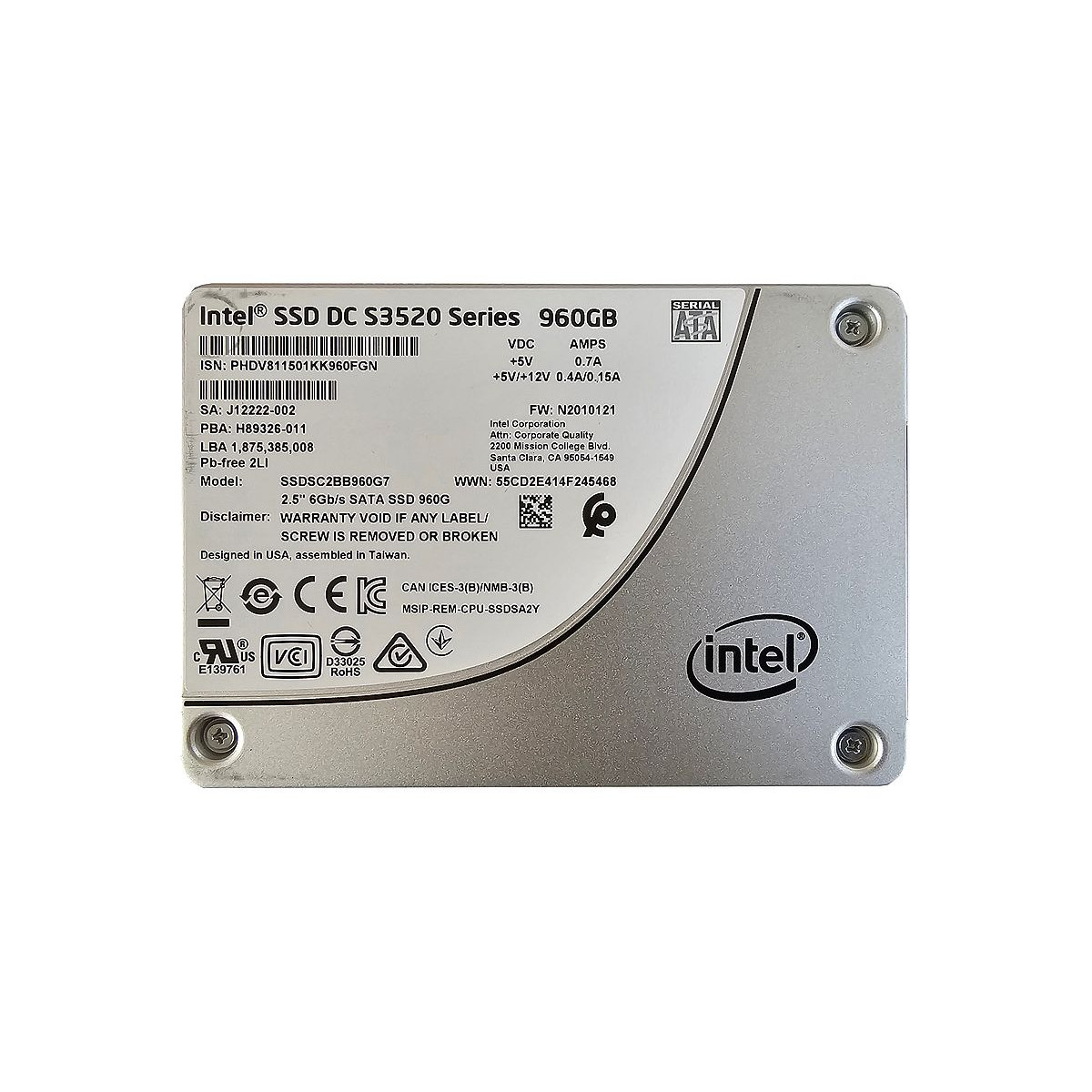 DYSK INTEL S3520 960GB SSD SATA 6G 2,5 TLC SSDSC2BB960G7