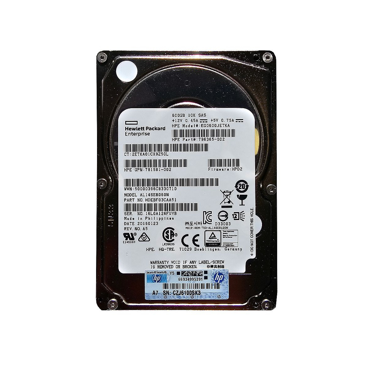 DYSK HP 600GB SAS EG0600JETKA 10K 6G 2,5 781581-002