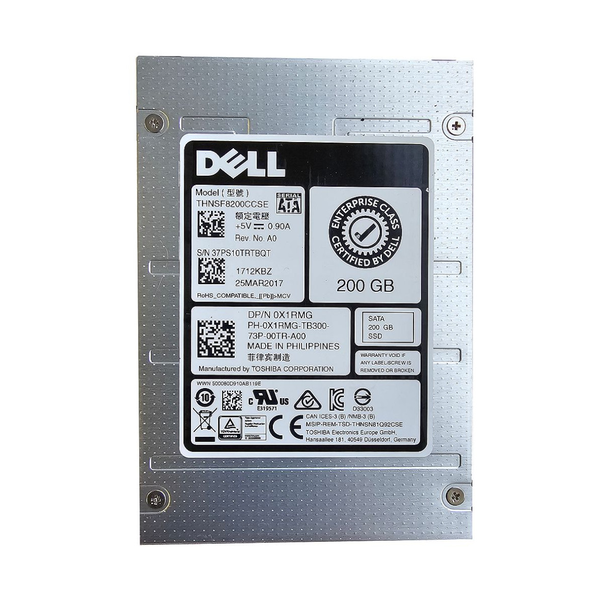 DYSK DELL TOSHIBA 200GB SSD SATA 6G 2,5 0X1RMG THNSF8200CCSE