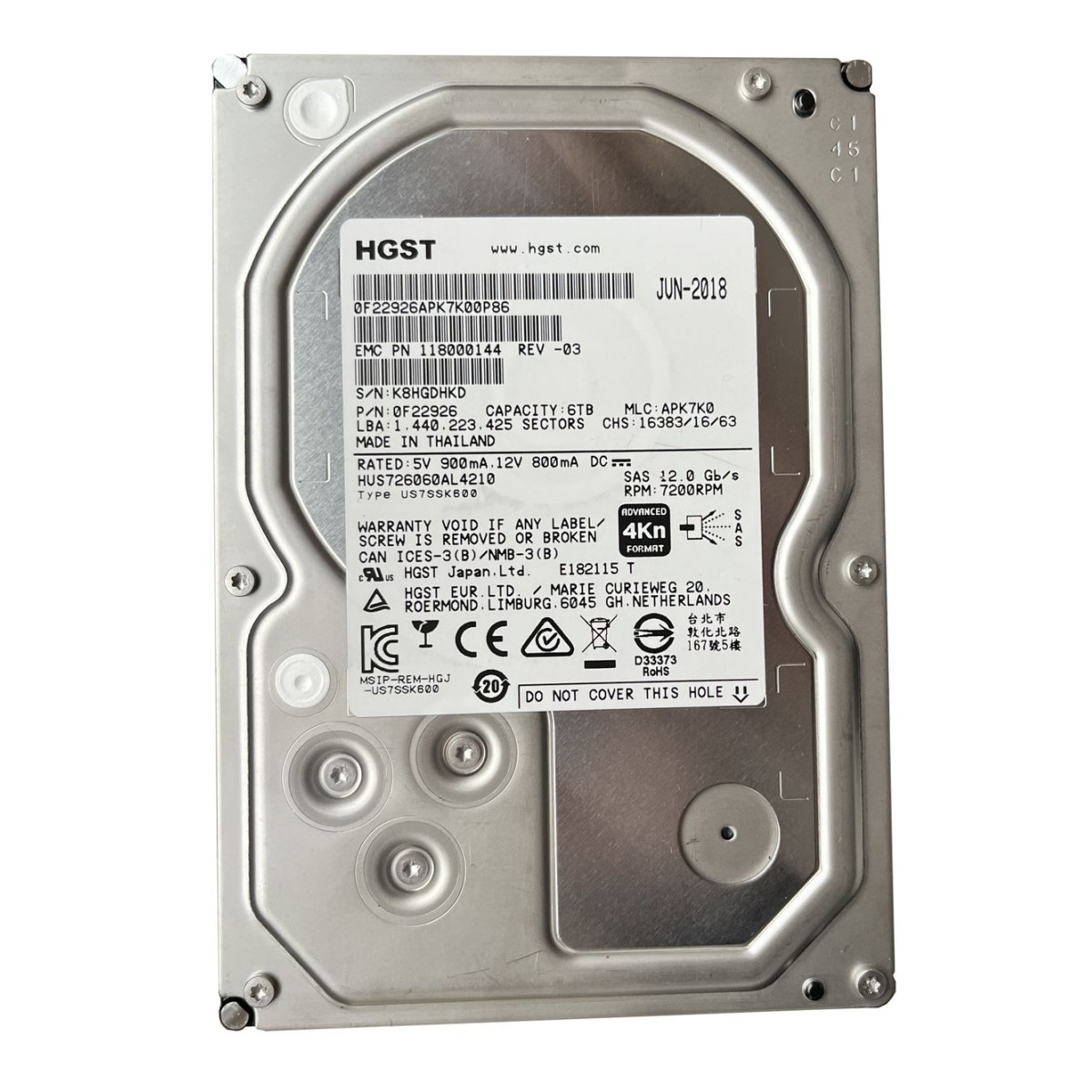 DYSK HGST 6TB 7.2K SAS 12G 3.5" HUS726060AL4210 0F22926