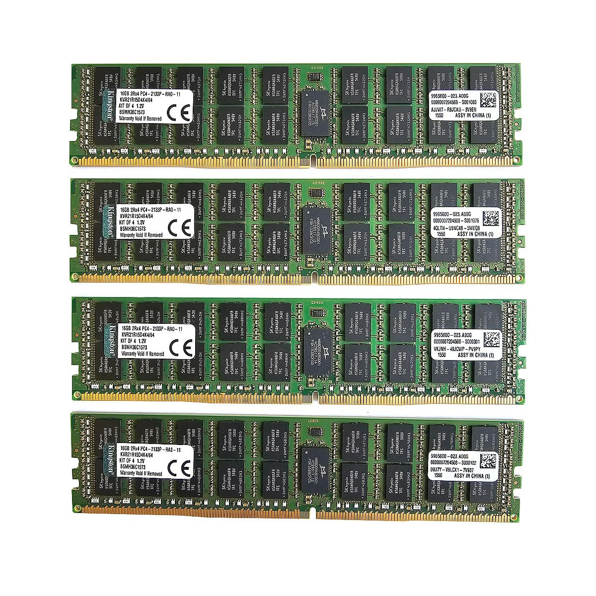 KINGSTON 64GB KIT 4x16GB PC4-2133P ECC REG KVR21R15D4K4/64