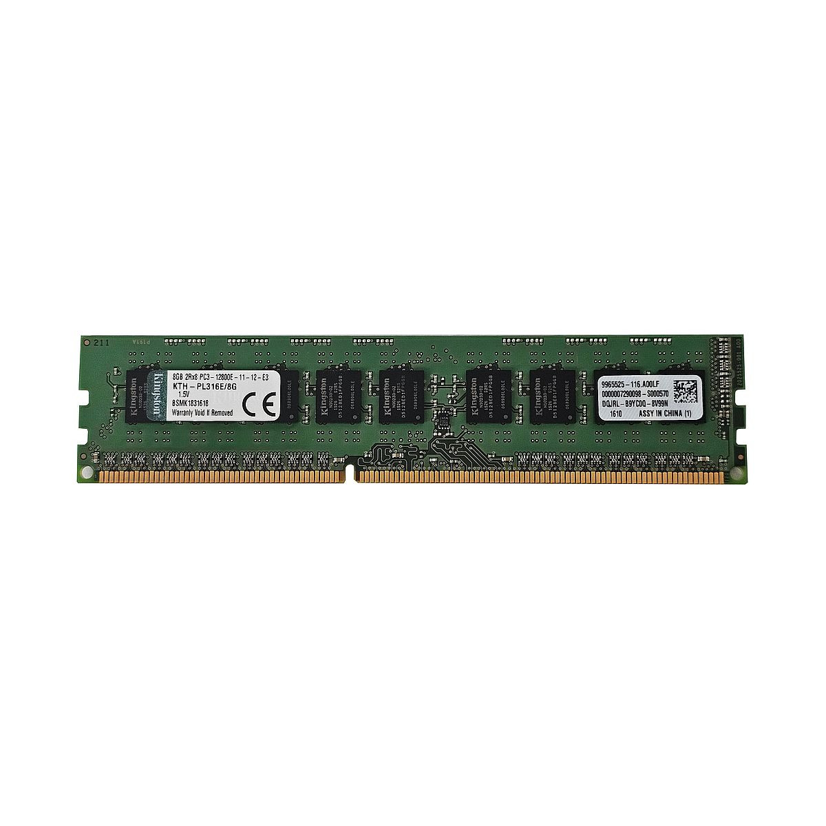 KINGSTON 8GB 2Rx8 PC3-12800E ECC UDIMM 1.5V KTH-PL316E/8G