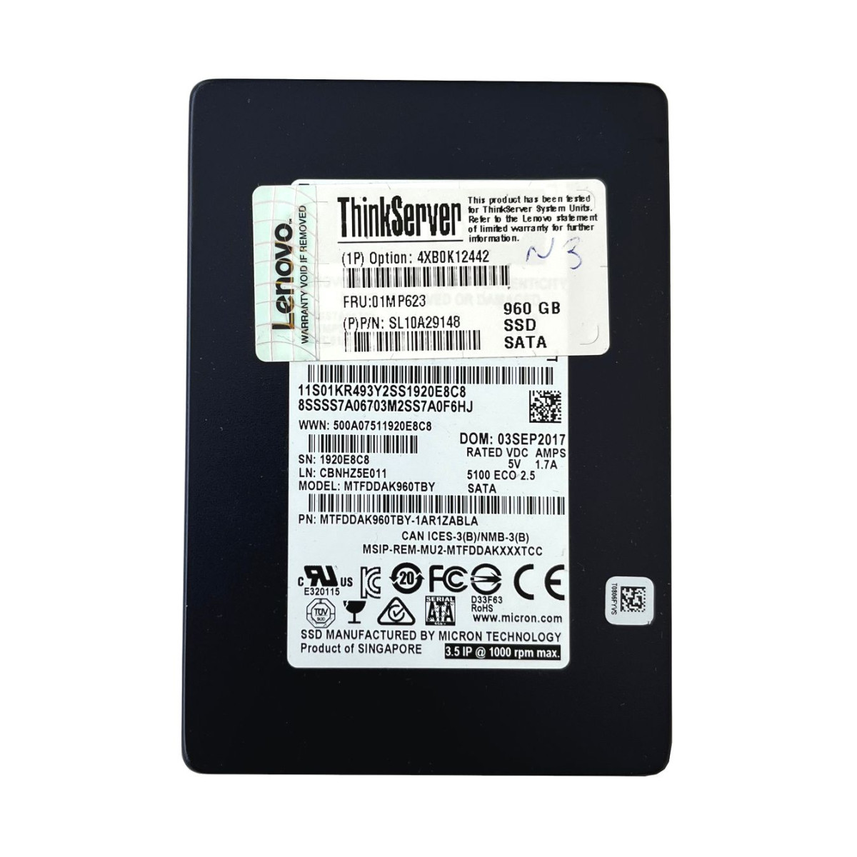 DYSK LENOVO MICRON 960GB SATA SSD 5100 ECO 6G 2,5