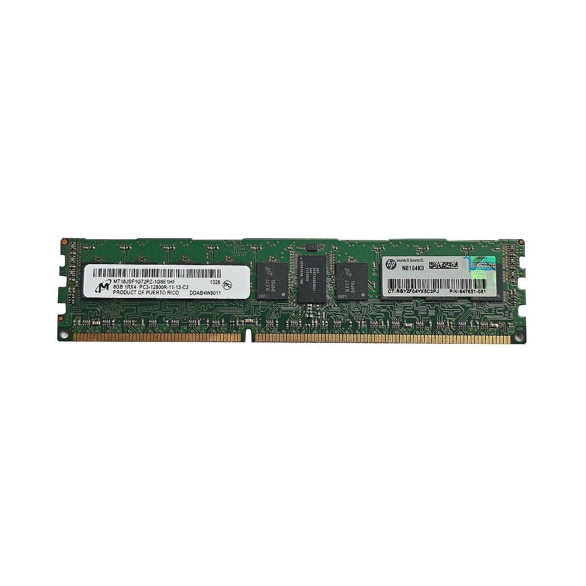 HP MICRON 8GB 1Rx4 PC3-12800R ECC REG MT18JSF1G72PZ-1G6E1HF 647651-081