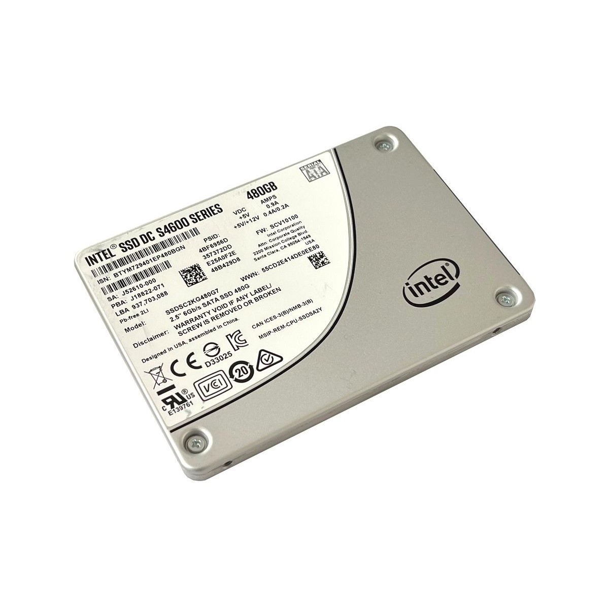 DYSK INTEL 480GB SSD SATAIII DC S4600 6G 2,5 SSDSC2KG480G7