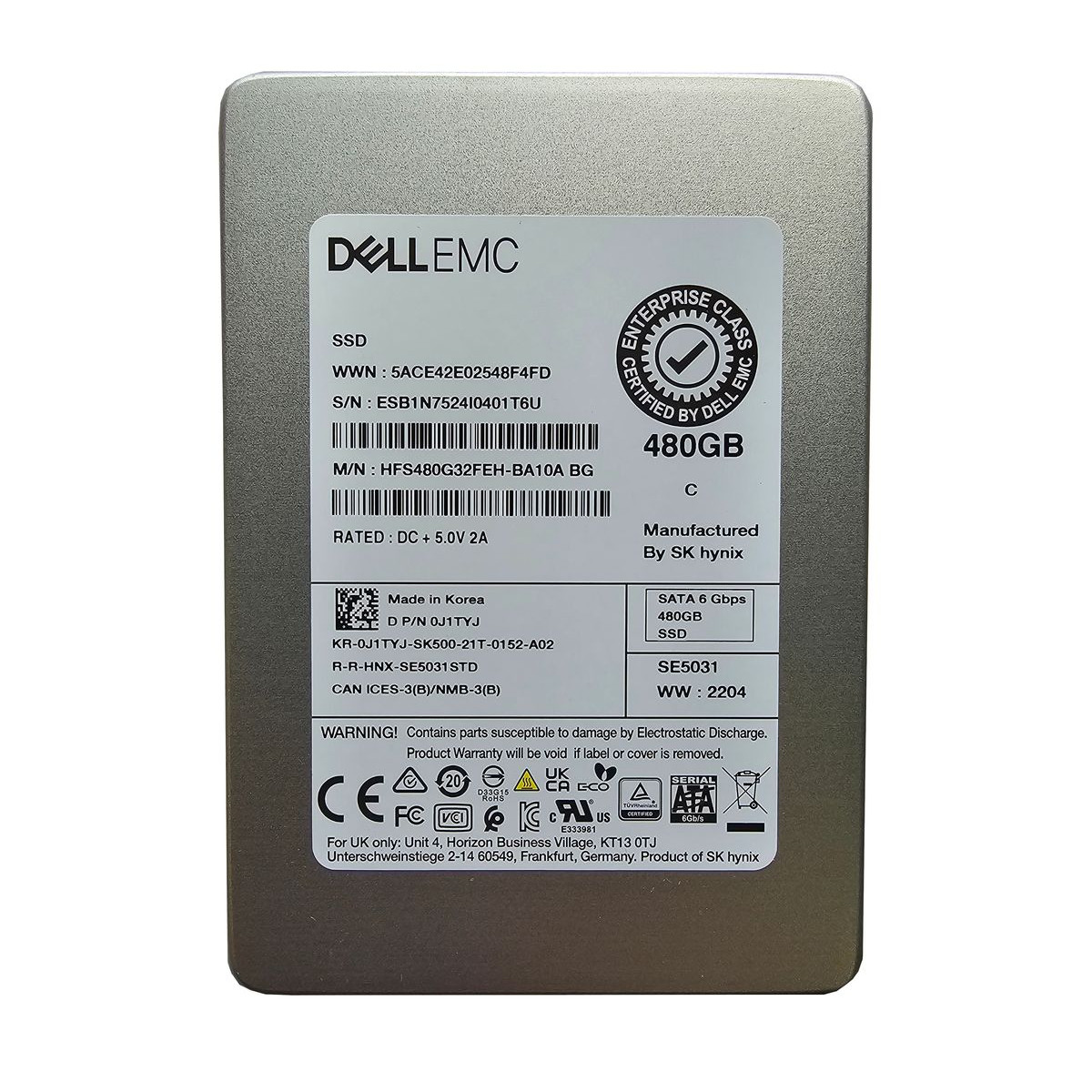 DYSK DELL EMC HYNIX 480GB SSD SATA 6G 2,5 0J1TYJ HFS480G32FEH-BA10A