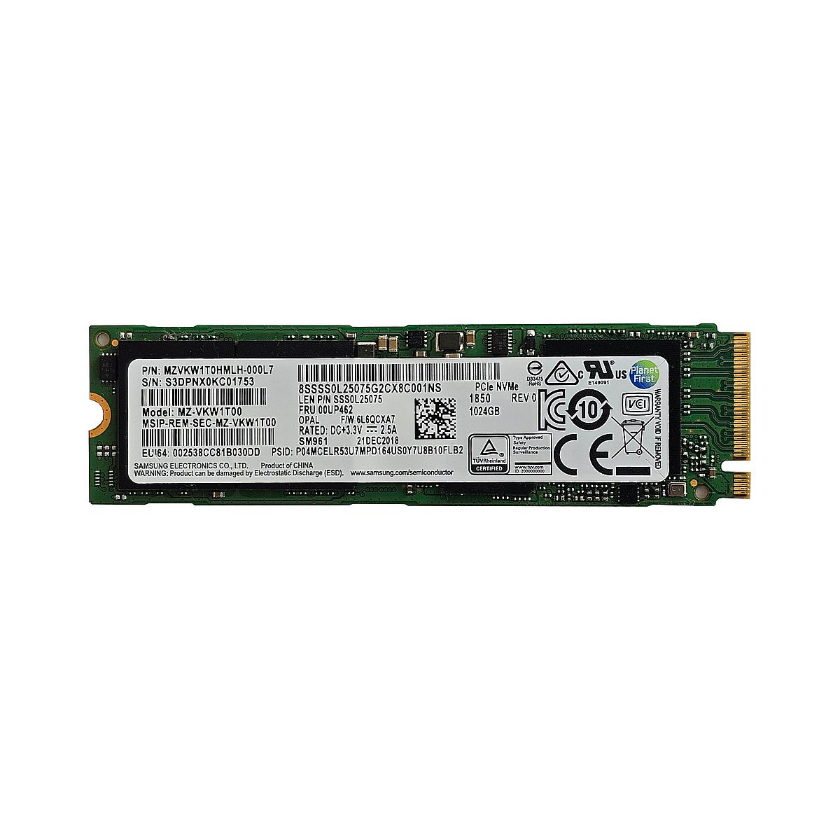 DYSK LENOVO SAMSUNG 1TB M.2 2280 SSD NVMe PCIe MLC 00UP462 MZ-VKW1T00