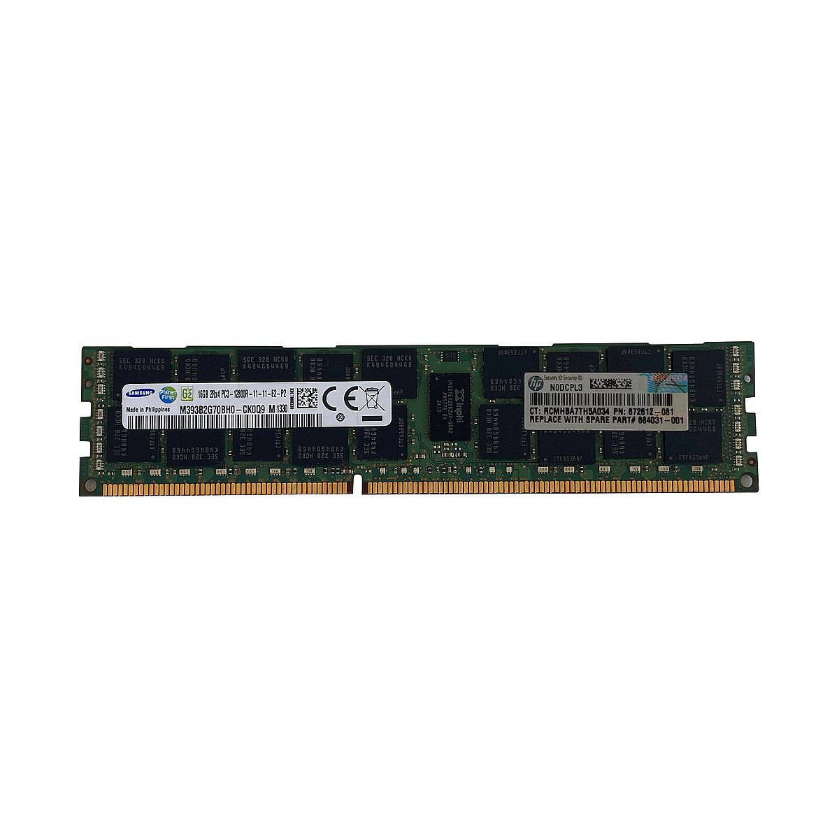 HP SAMSUNG 16GB 2Rx4 PC3-12800R ECC REG M393B2G70BH0-CK0Q9 672612-081 HP SAMSUNG 16GB 2Rx4 PC3-12800R ECC REG M393B2G70BH0-CK0Q9 672612-081