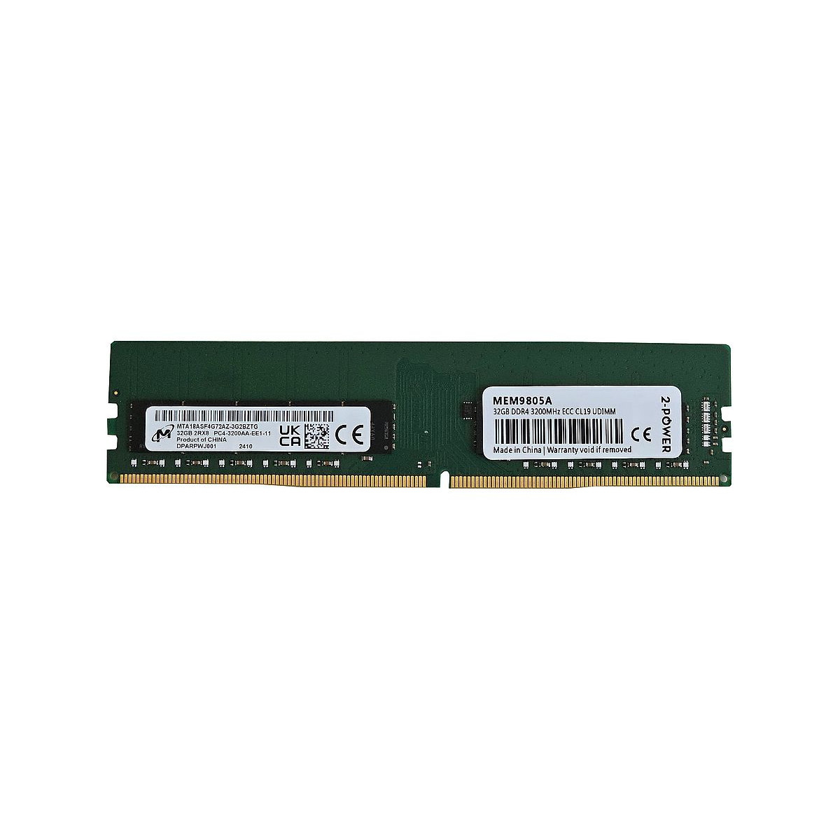 MICRON 16GB 2Rx8 PC4-3200AA ECC UDIMM MTA18ASF4G72AZ-3G2BZTG MICRON 16GB 2Rx8 PC4-3200AA ECC UDIMM MTA18ASF4G72AZ-3G2BZTG