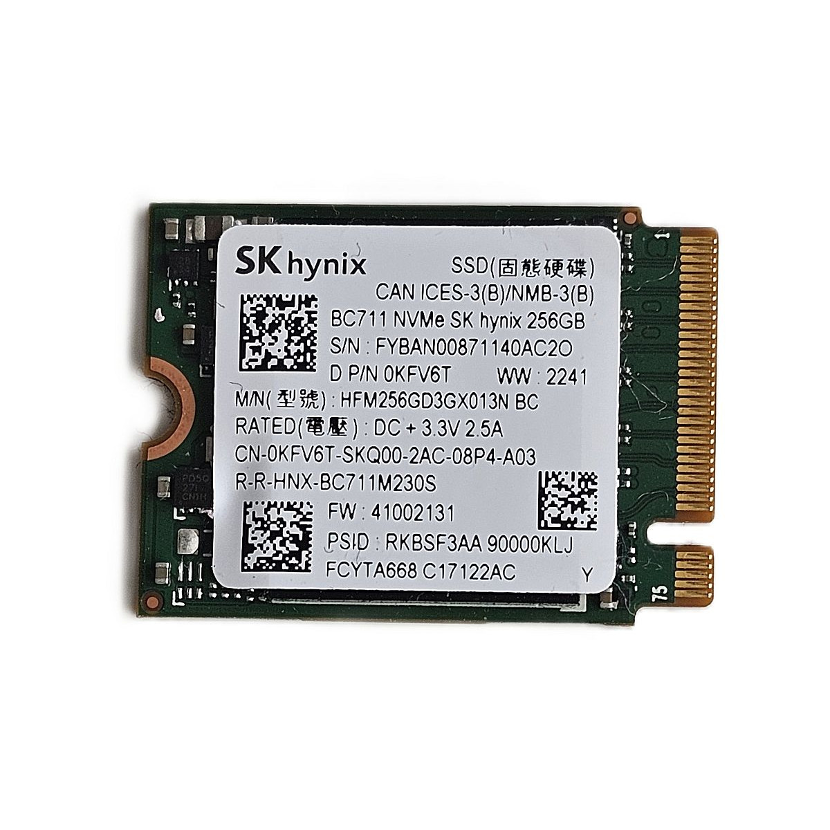 DYSK DELL HYNIX 256GB SSD M.2 PCIe NVMe 0KFV6T HFM256GD3GX913N DYSK DELL HYNIX 256GB SSD M.2 PCIe NVMe 0KFV6T HFM256GD3GX913N