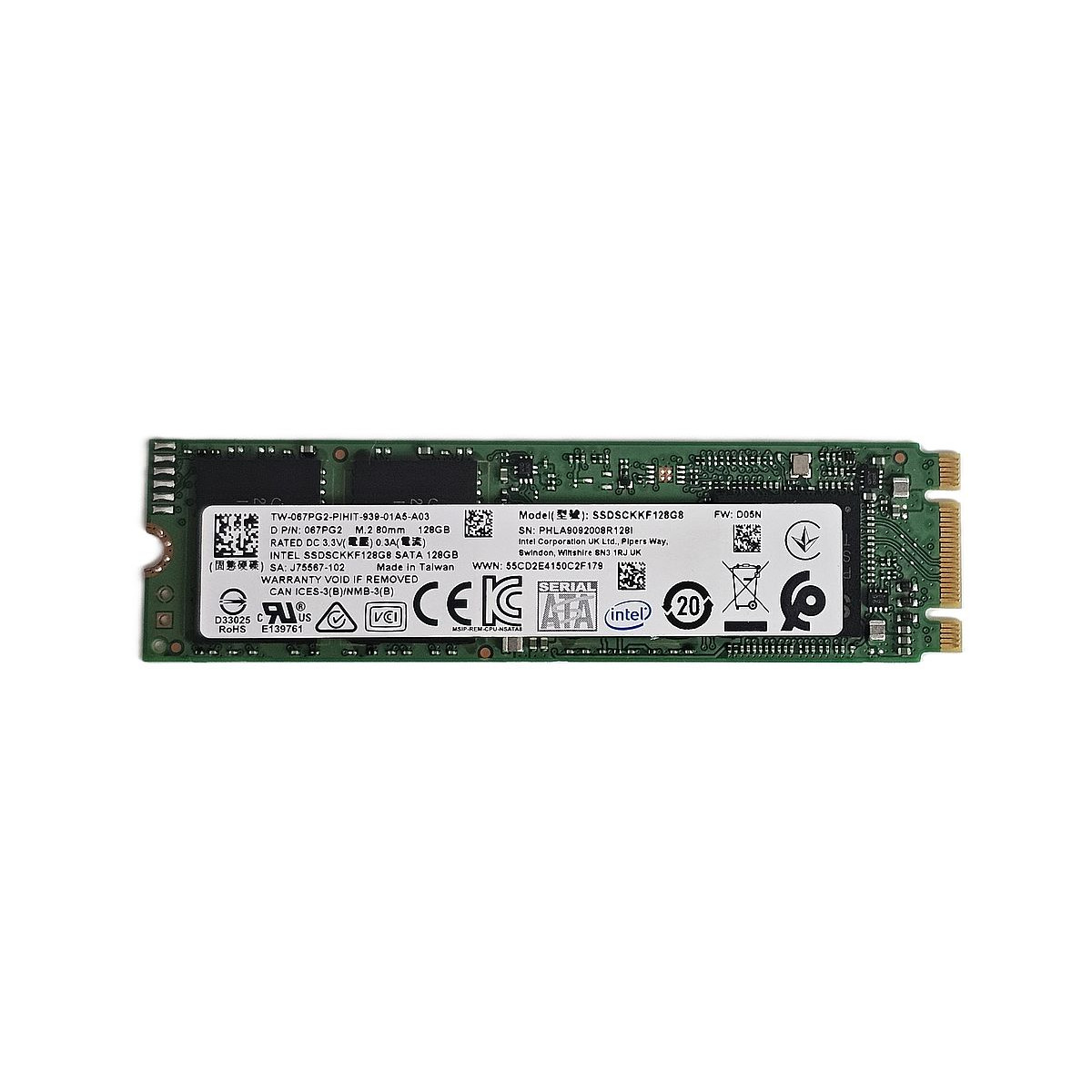 DYSK DELL INTEL 128GB SSD SATA M.2 2280 SSDSCKKF128GB 067PG2 DYSK DELL INTEL 128GB SSD SATA M.2 2280 SSDSCKKF128GB 067PG2