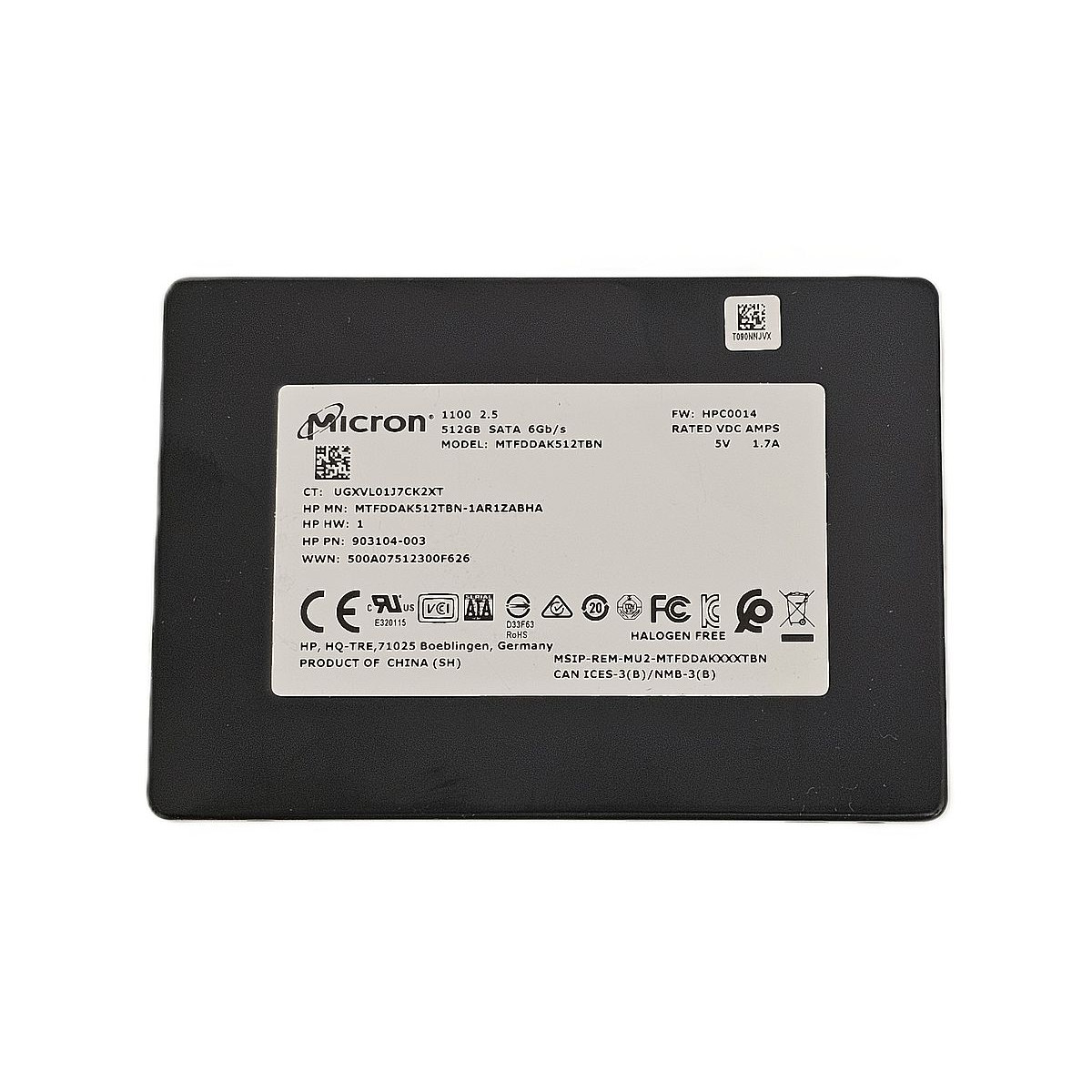 DYSK SSD HP MICRON 512GB SATA 6G 2,5 MLC MTFDDAK512TBN 903104-001 DYSK SSD HP MICRON 512GB SATA 6G 2,5 MLC MTFDDAK512TBN 903104-001