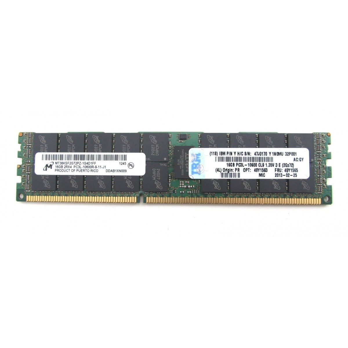 IBM 16GB 2Rx4 PC3L-10600R ECC REG 49Y1565