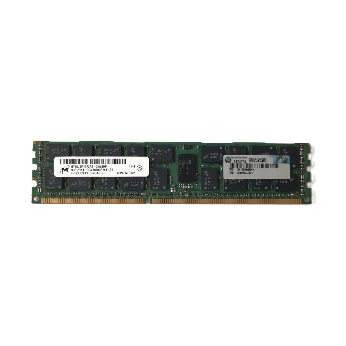 PAMIĘĆ HP MICRON 8GB 2Rx4 PC3-10600R ECC MT36JSF1G72PZ-1G4M1HF 500205-071 PAMIĘĆ HP MICRON 8GB 2Rx4 PC3-10600R ECC MT36JSF1G72PZ-1G4M1HF 500205-071