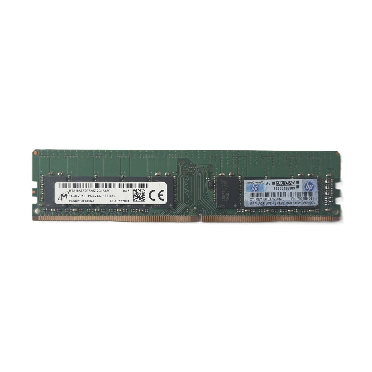 HP MICRON 16GB 2Rx8 PC4-2133P ECC UDIMM MTA18ASF2G72AZ-2G1A1ZG 797259-091 HP MICRON 16GB 2Rx8 PC4-2133P ECC UDIMM MTA18ASF2G72AZ-2G1A1ZG 797259-091