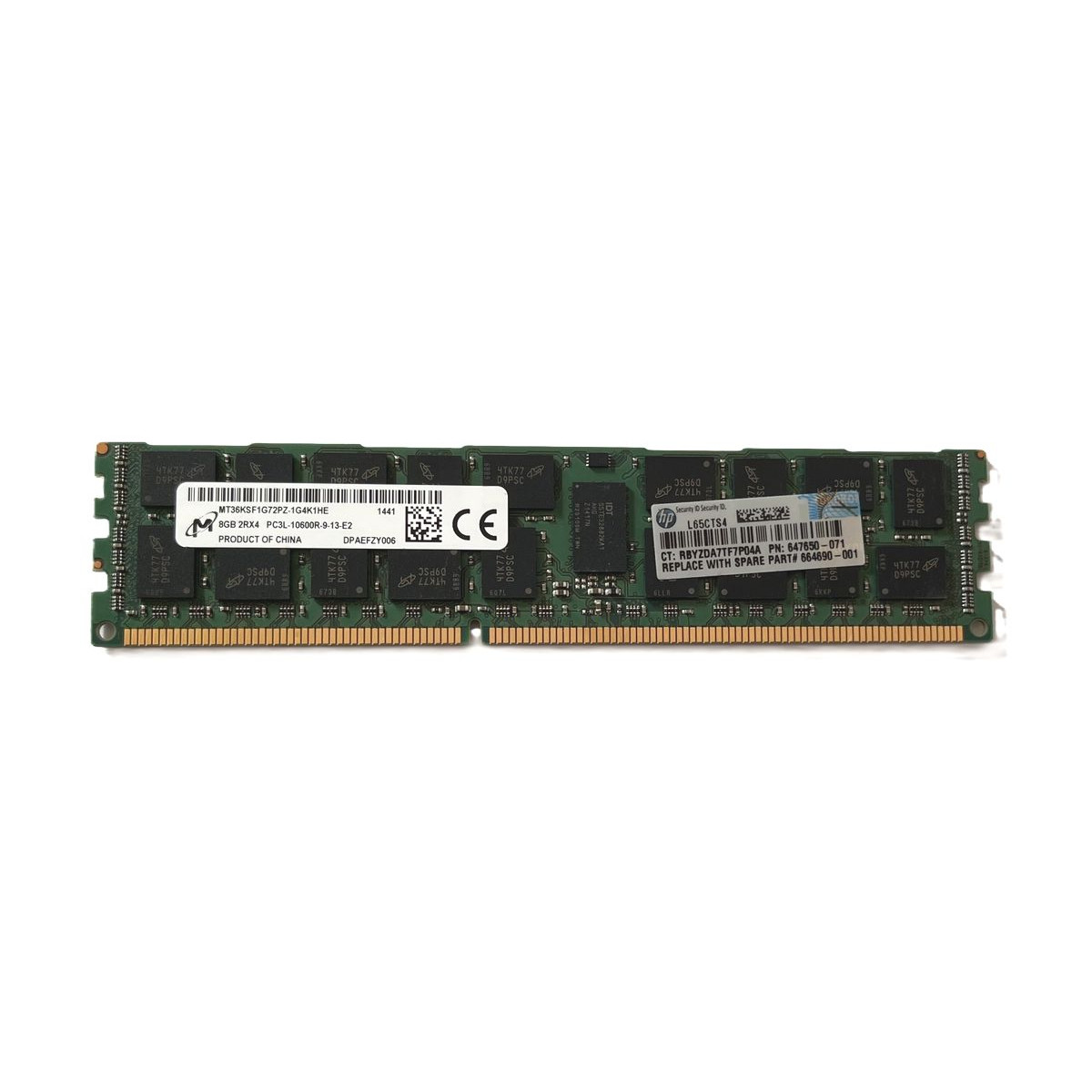 PAMIĘĆ HP MICRON 8GB 2Rx4 PC3L-10600R ECC MT36KSF1G72PZ-1G4K1HE 647650-071 PAMIĘĆ HP MICRON 8GB 2Rx4 PC3L-10600R ECC MT36KSF1G72PZ-1G4K1HE 647650-071