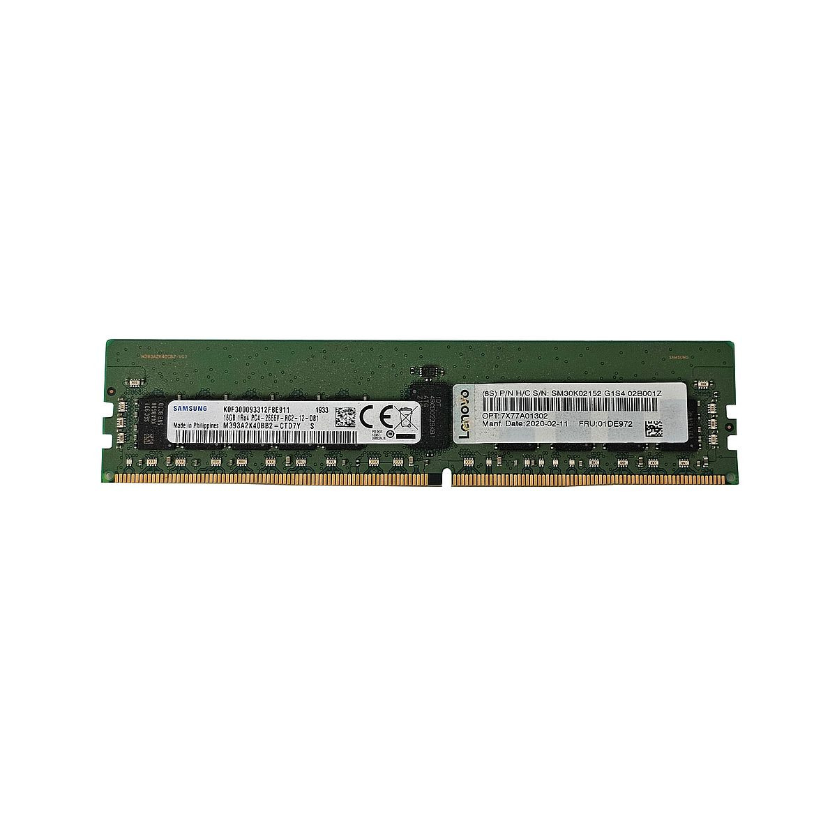 LENOVO SAMSUNG 16GB 1Rx4 PC4-2666V ECC REG 01DE972 M393A2K40BB2-CTD7Y LENOVO SAMSUNG 16GB 1Rx4 PC4-2666V ECC REG 01DE972 M393A2K40BB2-CTD7Y