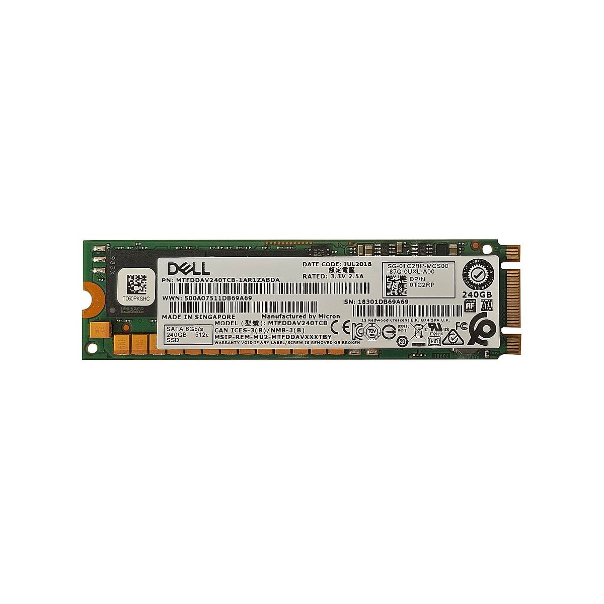 DYSK DELL MICRON 240GB M.2 SSD SATA MTFDDAV240TCB-AR1ZABDA 0TC2RP DYSK DELL MICRON 240GB M.2 SSD SATA MTFDDAV240TCB-AR1ZABDA 0TC2RP