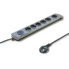 LISTWA ZASILAJĄCA ANTYPRZEPIĘCIOWA QOLTEC QUICK SWITCH 6 GNIAZD 3M SZARA