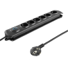 LISTWA ZASILAJĄCA ANTYPRZEPIĘCIOWA QOLTEC QUICK SWITCH 6 GNIAZD 1.8M CZARNA
